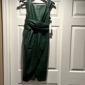 Anthropologie green leather dress size 2P